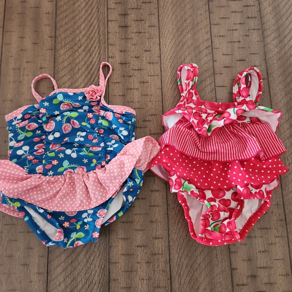 Two Infant Girls Swimsuits, Size 6-9m